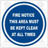 Fire notice this area must be kept cler at all times